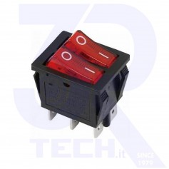 INTERRUTTORE DOPPIO LUMINOSO ROSSO 6C 22X30MM