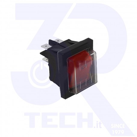 INTERRUTTORE LUMINOSO ROSSO C/PROTEZ. 22X30MM 4C