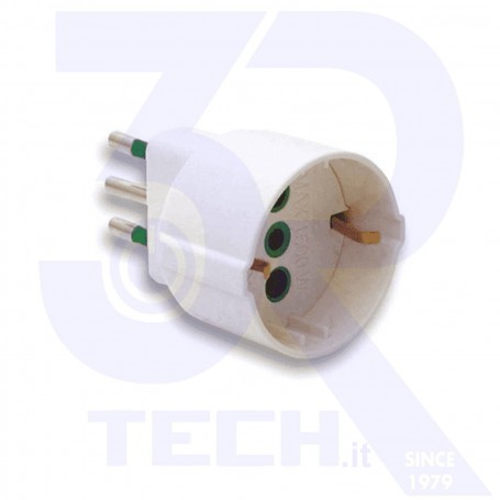 ADATTATORE 2P+T 10A C/SCHUKO 2P+T 16A